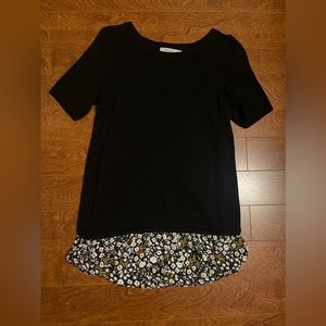 Sweater with floral peek a boo shirt